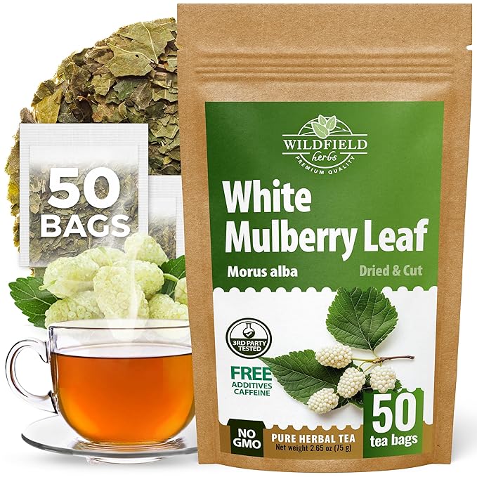 50 Bags White Mulberry Tea Mulberry Leaf Herbal Tea (Morus Alba) - 50 Count 1.5g Bags Herb Hoja De Morera