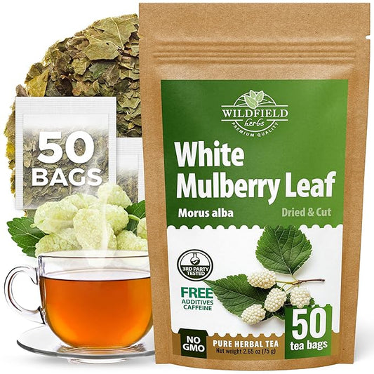 50 Bags White Mulberry Tea Mulberry Leaf Herbal Tea (Morus Alba) - 50 Count 1.5g Bags Herb Hoja De Morera