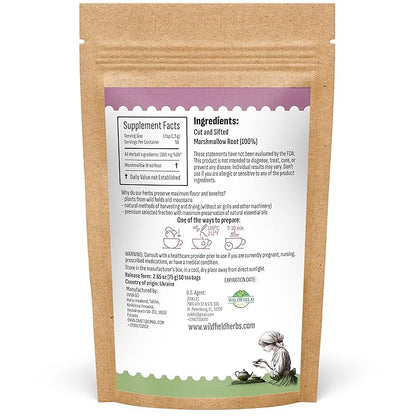 50 Bags Dried Marshmallow Root Tea Marshmallow Root Herb Herbal Tea (Althaea Officinalis) - 50 Count Bags Cut Sifted Herb Raíz De Malvavisco