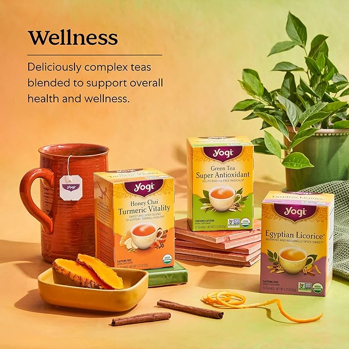 Yogi Tea Green Kombucha Tea - 16 Bags per Pack (4 Packs) - Organic - With Kombucha to Support Overall Health - Includes Lemongrass, Spearmint Leaf & More
