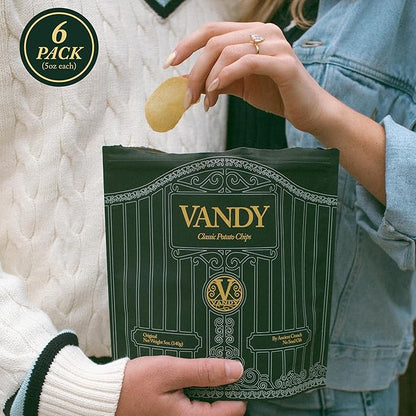 Vandy Crisps Potato Chips - Vegetable & Seed Oil Free Snacks - Gluten Free Potato Chip - Healthy Chips Made with Potatoes, Grass-Fed Beef Tallow, and Sea Salt - 6 Pack, 5 Ounce Each (Original)
