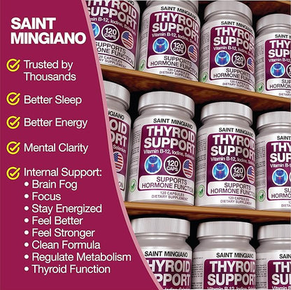 Thyroid Support Supplement with Iodine |120 Capsules to Help Body Mass & Improve Energy, Cardiovascular, Energy & Focus Formula | 14 Natural Vitamins