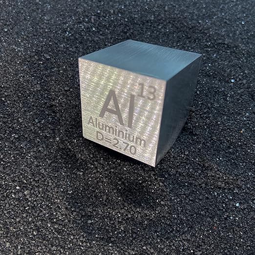 Aluminum Cube - Metal Element Cubes - Laser Engraved Density Cube Set for a Periodic Table of Elements Collection - (Aluminum, 1 inch)