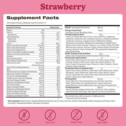 VitaHustle ONE Meal Replacement Shake - Plant Based Protein Powder by Kevin Hart - Vegan, Meal Replacement Powder with Superfoods, Vitamins, Adaptogens & Probiotics -Strawberry Flavor, 15 Servings
