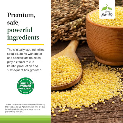 Terry Naturally Hair Renew Formula (2 Pack) - 60 Softgels - Supports Healthy Hair Growth, Nourishes Thinning Hair, Contains Millet Seed Oil, Horsetail, Biotin & Folic Acid - Gluten-Free - 60 Servings