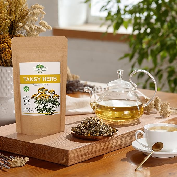 1.8 oz. Pishma Tea Tansy Flowers Herbal Tea (Tanacetum Vulgare L.) - 50g Dried Cut Tansy Flowers Herb