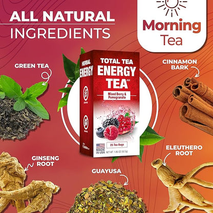Total Tea Detox Tea & Energy Tea Set - 25 Day Detox - Herbal SIim Tea with Chamomile - Hibiscus Tea and Ginger Root for Colon Cleanse – Natural Citrus & Cinnamon Herbal Tea for Digestive Health