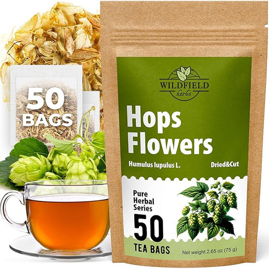 50 Bags Hop Tea Hops Herb Dried Hops Flowers Herbal Tea (Humulus Lupulus) - 50 Count 1.5g Bags Hoptea Lupulo Entero