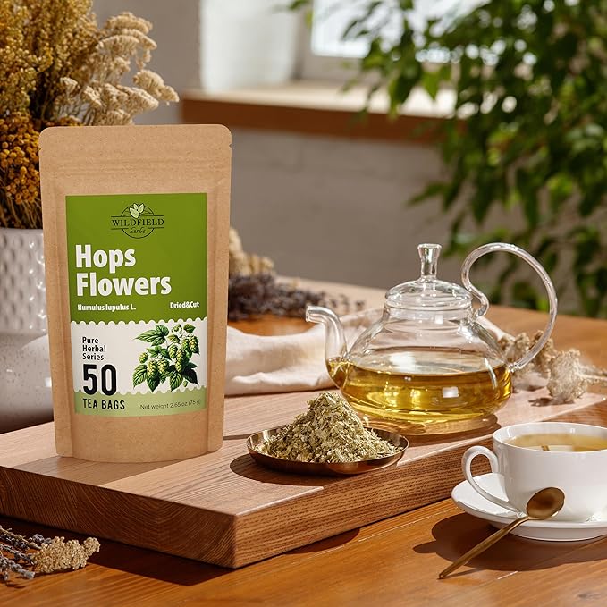 50 Bags Hop Tea Hops Herb Dried Hops Flowers Herbal Tea (Humulus Lupulus) - 50 Count 1.5g Bags Hoptea Lupulo Entero
