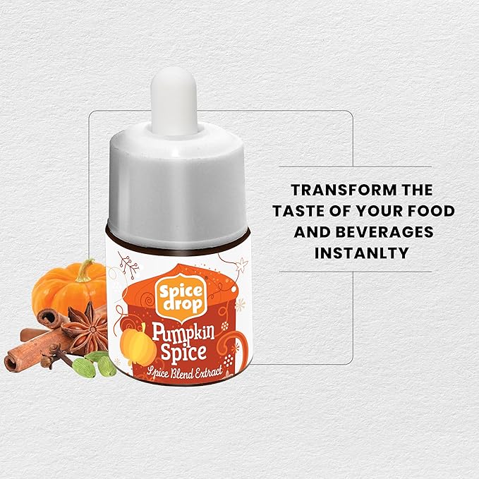 Spice Drop Pumpkin Spice Extract - Up to 180 Drops Per Bottle | Coffee, Cooking, Baking, Dessert | Rich In Quality And Aroma | No Added Color or Preservative | Vegan , Pack of 1
