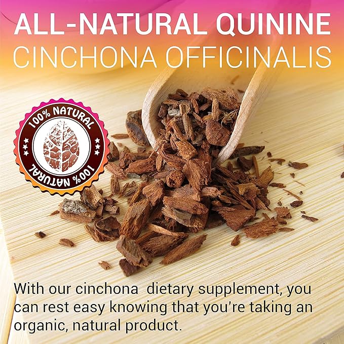 Quinine Capsules - Cinchona Officinalis Bark Herbal Supplement for Muscle, Cramp Defense and Overall Digestive Health - All-Natural Quinine Sulfate Pills, 500mg per Capsule, 100 Tablets