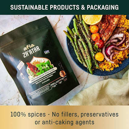 Afia - Za’atar Seasoning | Mediterranean Spice Blends for Manoushe, Flatbread, Hummus Seasoning | Premium Spice with Top Notes of Sesame Seeds, Sumac, Oregano (Za'atar 8oz)