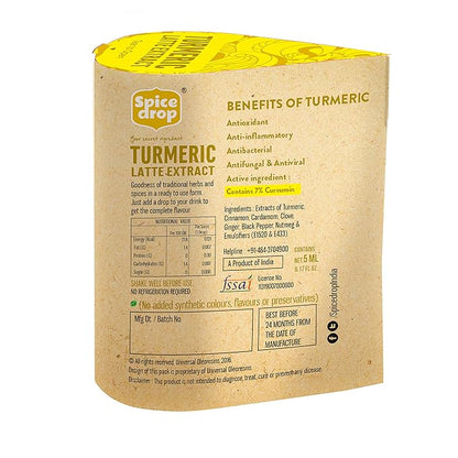 Spice Drop Turmeric Tea Latte Extract | Healthy Mix Immunity Drink | Made With Turmeric, Black Pepper, Nutmeg, Cardamom, Cinnamon, Ginger, Clove | No Added Colors, Preservatives | Pack Of 1 | 0.17 oz