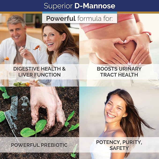 Superior Labs D-Mannose 500 mg, Pure Non-GMO Optimal Absorption Prebiotic, Urinary Tract, Bladder & Kidney UTI Support, Digestive & Liver Health Aid, IC Relief for Women & Men, 120 Veg Caps