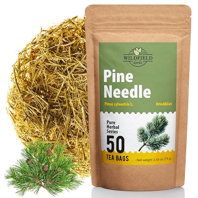 50 Bags Pine Needle Tea Dried Pine Needles Herb Tea (Pinus Koraiensis) - 50 Count 1.5g Bags Dried Needle Leaf Aguja De Pino