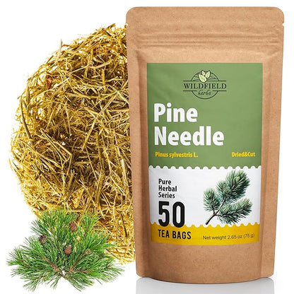 50 Bags Pine Needle Tea Dried Pine Needles Herb Tea (Pinus Koraiensis) - 50 Count 1.5g Bags Dried Needle Leaf Aguja De Pino
