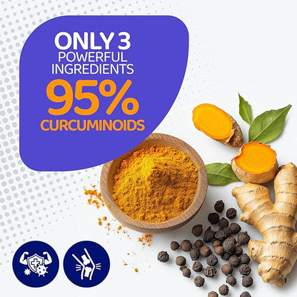 Turmeric + Ginger Extract + BioPerine for Best Absorption (Black Pepper Extract), 1,300+ mg per Serving, Turmeric 95% Curcuminoids, 120 Capsules, 60 Days Supply, GMP Facility