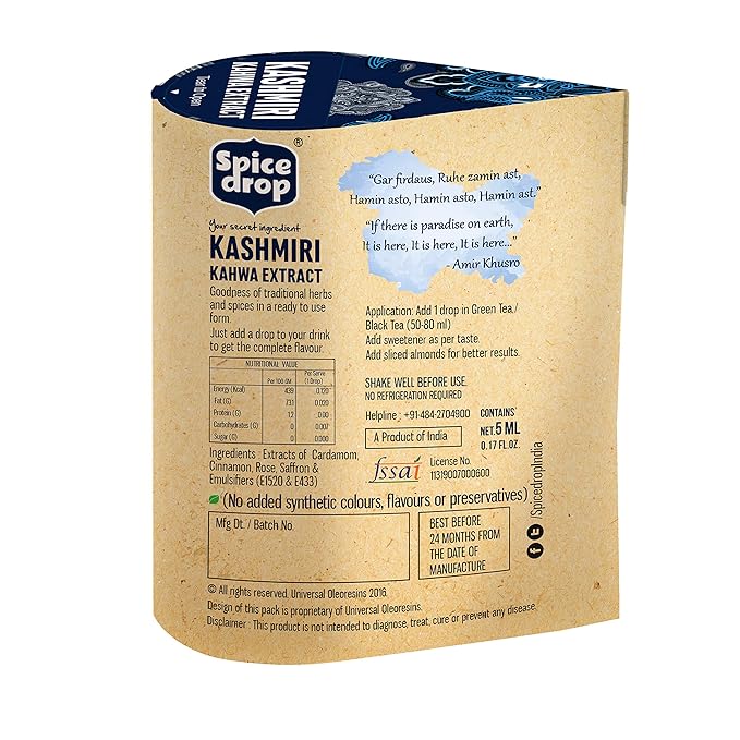 SPICE DROP Herb Brews Kashmiri Kahwa Extract for Green Tea, 5ml (180 drops)