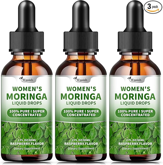 3 Pack（6 Fl Oz） Moringa Liquid Drops 800 mg for Women- with Moringa Oleifera Leaf Extract, Turmeric Root Extract, Olive Leaf, Black Pepper, Vitamin C & E，Antioxidant, Energy and Immunity Support.