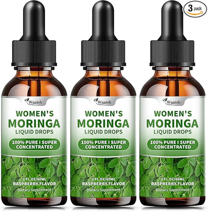 3 Pack（6 Fl Oz） Moringa Liquid Drops 800 mg for Women- with Moringa Oleifera Leaf Extract, Turmeric Root Extract, Olive Leaf, Black Pepper, Vitamin C & E，Antioxidant, Energy and Immunity Support.