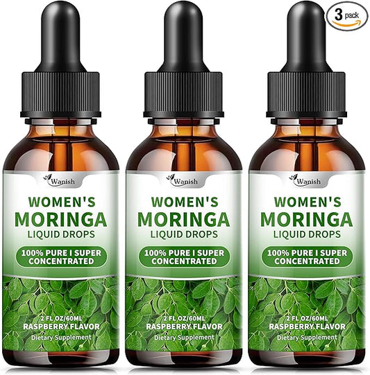 3 Pack（6 Fl Oz） Moringa Liquid Drops 800 mg for Women- with Moringa Oleifera Leaf Extract, Turmeric Root Extract, Olive Leaf, Black Pepper, Vitamin C & E，Antioxidant, Energy and Immunity Support.
