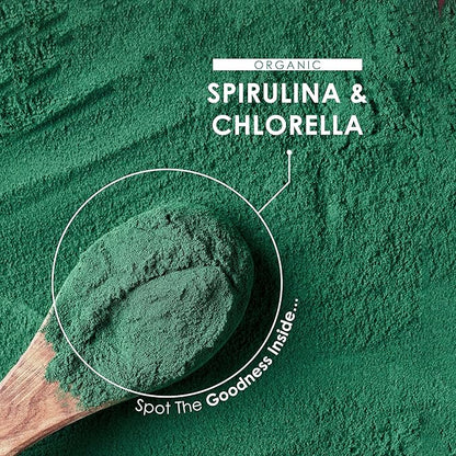 ALPHA01 Organic Spirulina Chlorella Tablets 3000mg – 360 Counts – 50/50 Blend Superfood – No Filler, No Additives, Cracked Cell Wall – Rich in Vegan Protein & Chlorophyll