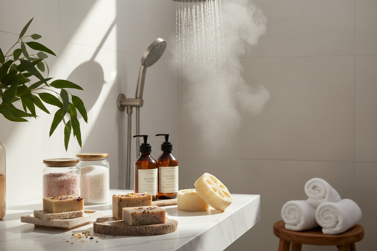 At CleanCraft Bath, we believe that every shower or bath should be more than just a routine—it should be a moment of relaxation, self-care, and rejuvenation. We specialize in premium Bath & Shower Essentials designed to nourish your skin, invigorate your senses, and transform everyday hygiene into a luxurious experience. (make it real photo)