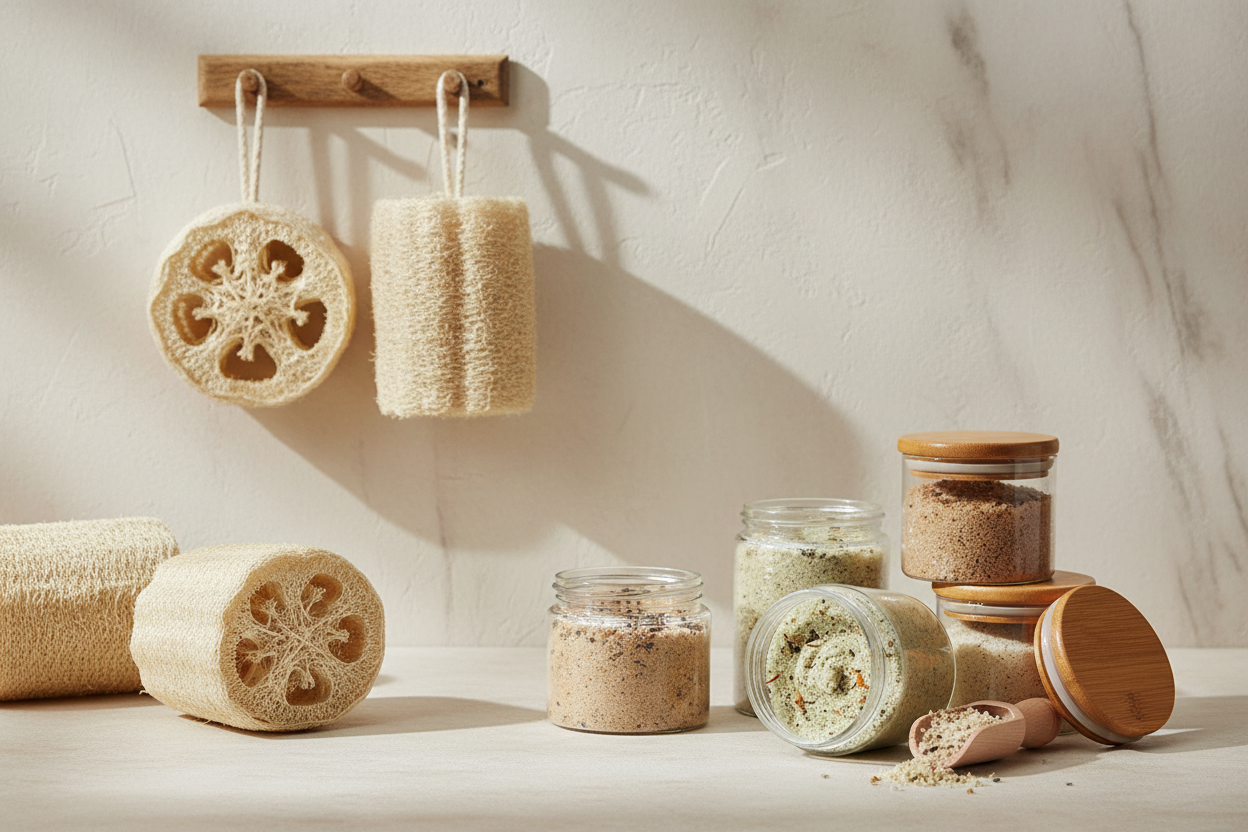 Exfoliating Scrubs & Loofahs (make it real photo)